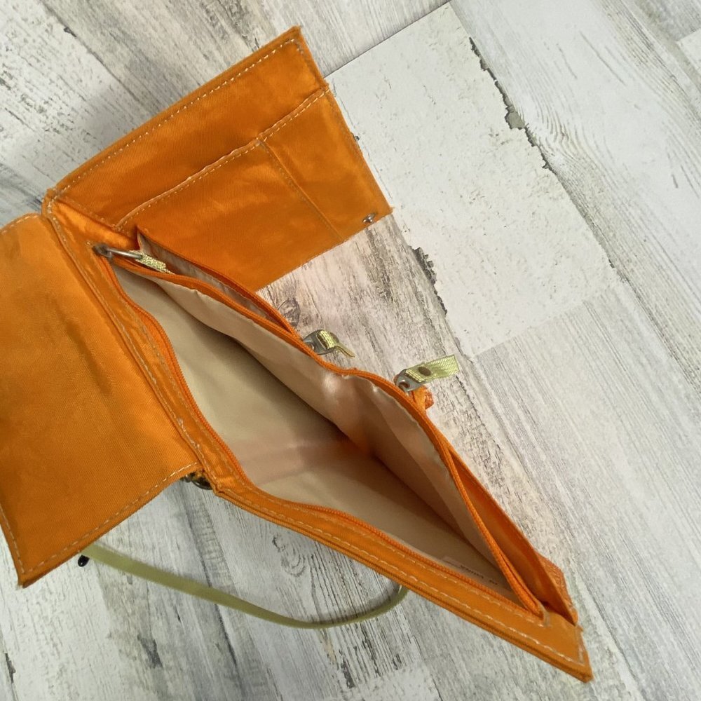 Womens Bright Orange Crossbody Trifold Travel Bag - Picture 7 of 7